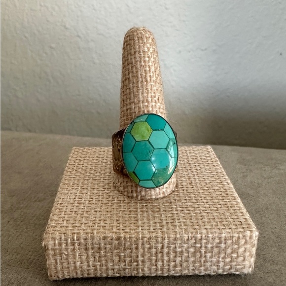 Jay King Jewelry - Honeycomb design turquoise ring in sterling silver by Jay King